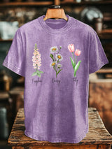 🔥Buy 3 Get 15% Off🔥Unisex Floral Fdt Washed Cotton T-Shirt