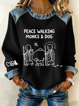 Retro Walk For Peace Monks With Aloka Dog Print Sweatshirt
