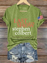 V-Neck Retro Last Show 05.21.2026 The Night The Laughter Died After The Opening Monol, Hopefully People Laughed During The Show Print T-Shirt