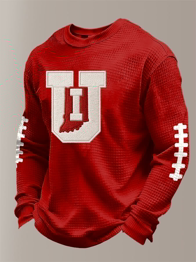 Men's Football  waffle fabric long-sleeved T-shirt