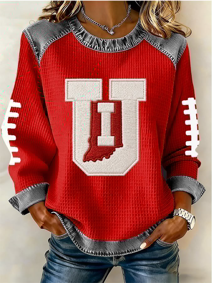 Women's Retro Football Print Sweatshirt