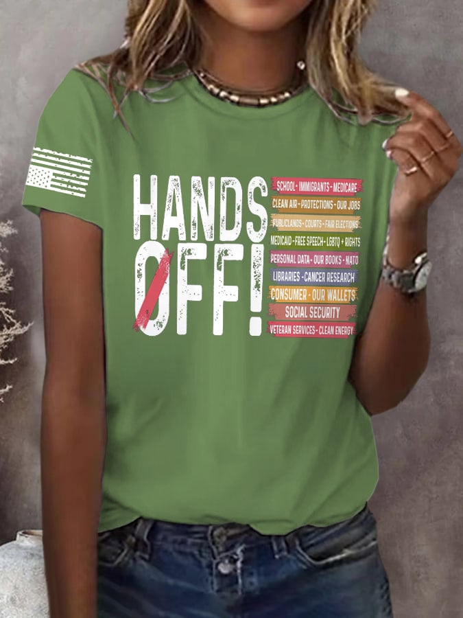 🔥Buy 3 Get 15% Off🔥Women's Retro Hands Off Protest Print T-Shirt