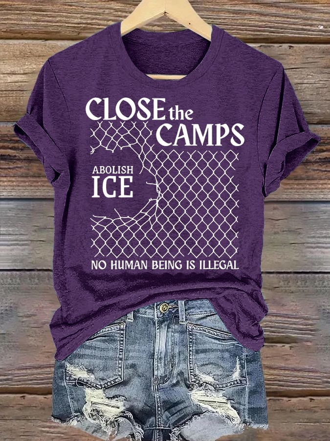 Women's  Abolish ICE  Close The Camps Print  T-Shirt