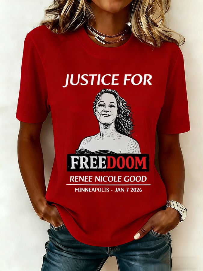 Women's Justice For GOODness Print Round Neck T-shirt
