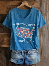 🔥Buy 3 Get 15% Off🔥Women's “ Rejecting Kings Since 1776” V-neck T-shirt