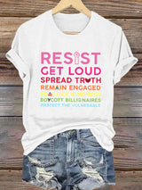 🔥Buy 3 Get 15% Off🔥Retro Resist Get Loud Spread Truth Remain Engaged Practice Kindness Boycott Billionaires Protect The Vulnerable Print T-Shirt
