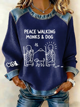 Retro Walk For Peace Monks With Aloka Dog Print Sweatshirt