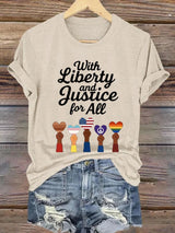 🔥Buy 3 Get 15% Off🔥Women's With Liberty Justice for All  Print Caasual T-shirt