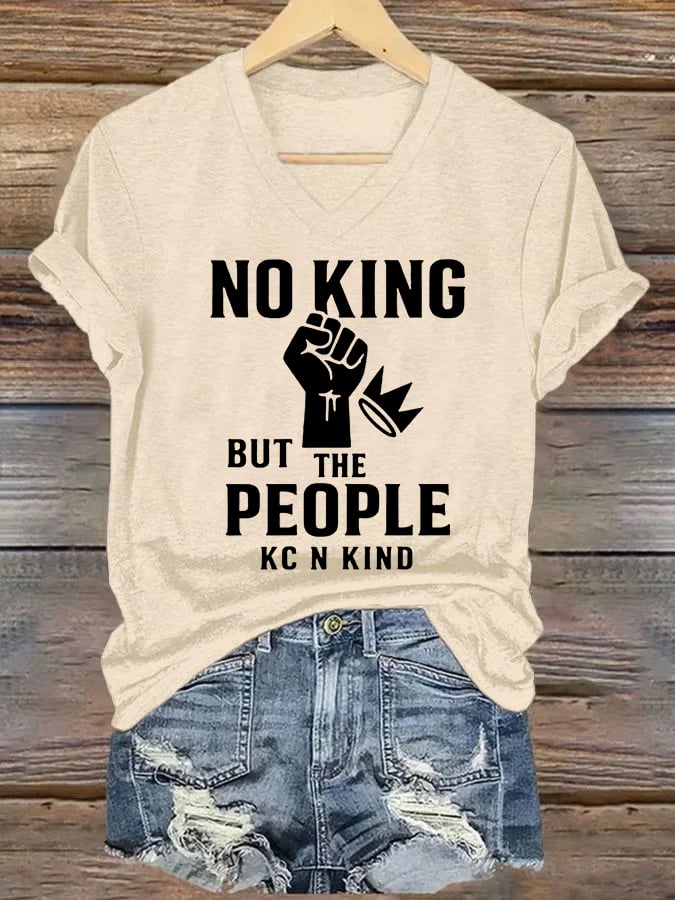 🔥Buy 3 Get 15% Off🔥V-neck Women's no king but the people KC N kind Printed Casual T-Shirt