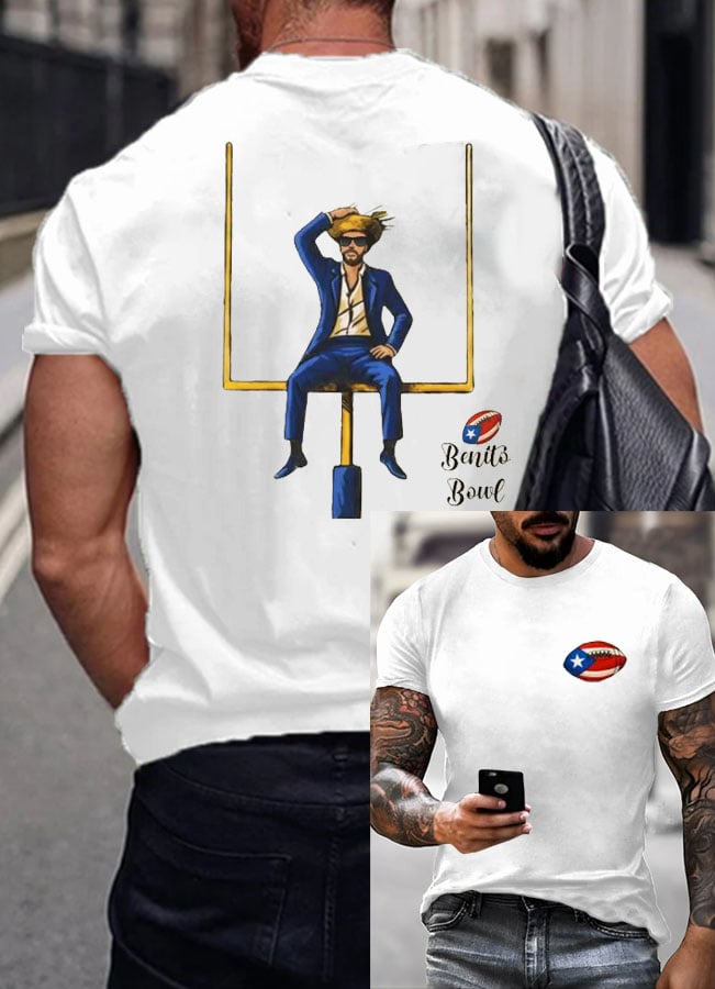 Men's Bunny Football Music Lover  Print Casual T-Shirt