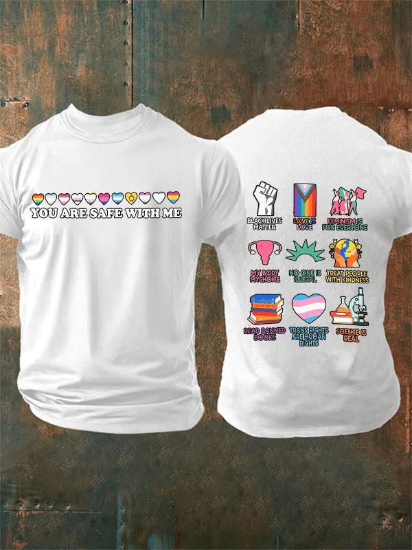 Men's  You are safe with me  Printed  T-Shirt