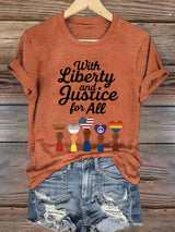 🔥Buy 3 Get 15% Off🔥Women's With Liberty Justice for All  Print Caasual T-shirt