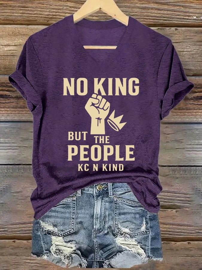 🔥Buy 3 Get 15% Off🔥V-neck Women's no king but the people KC N kind Printed Casual T-Shirt
