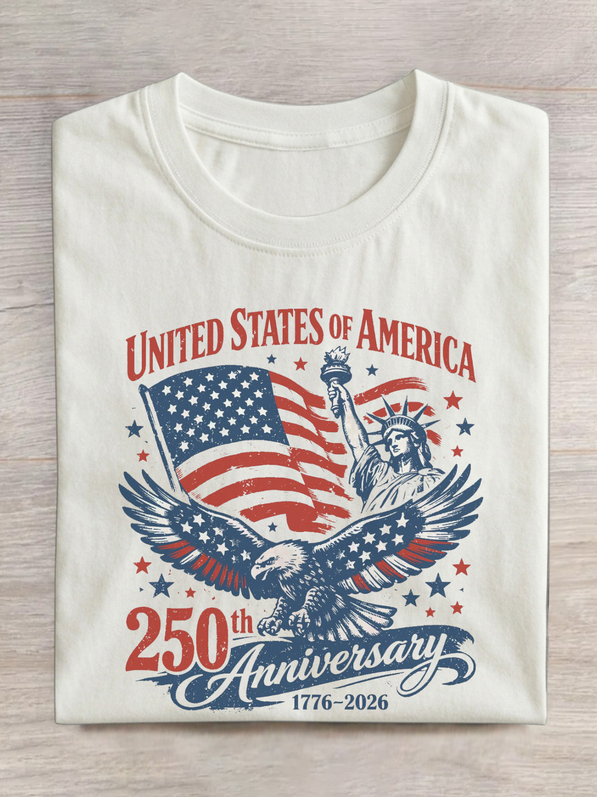 Vintage Usa 250th Anniversary Cotton Short Sleeve T-shirt