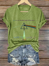 V-Neck Retro Artemis II See You On The Dark Side Of The Moon Print T-Shirt