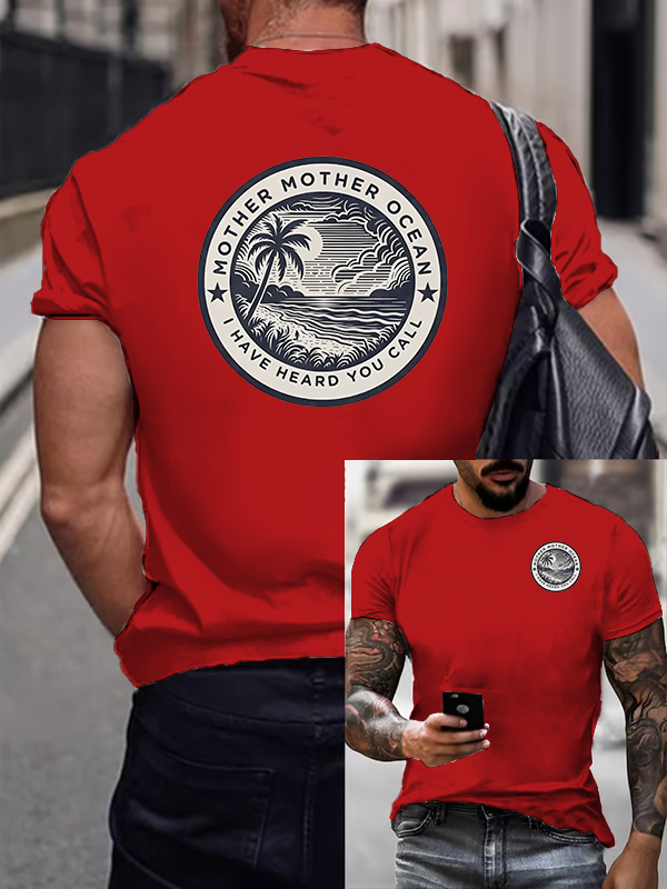 Men's Retro Mother, Mother Ocean, I HAVE HEARD YOU CALL Print T-Shirt