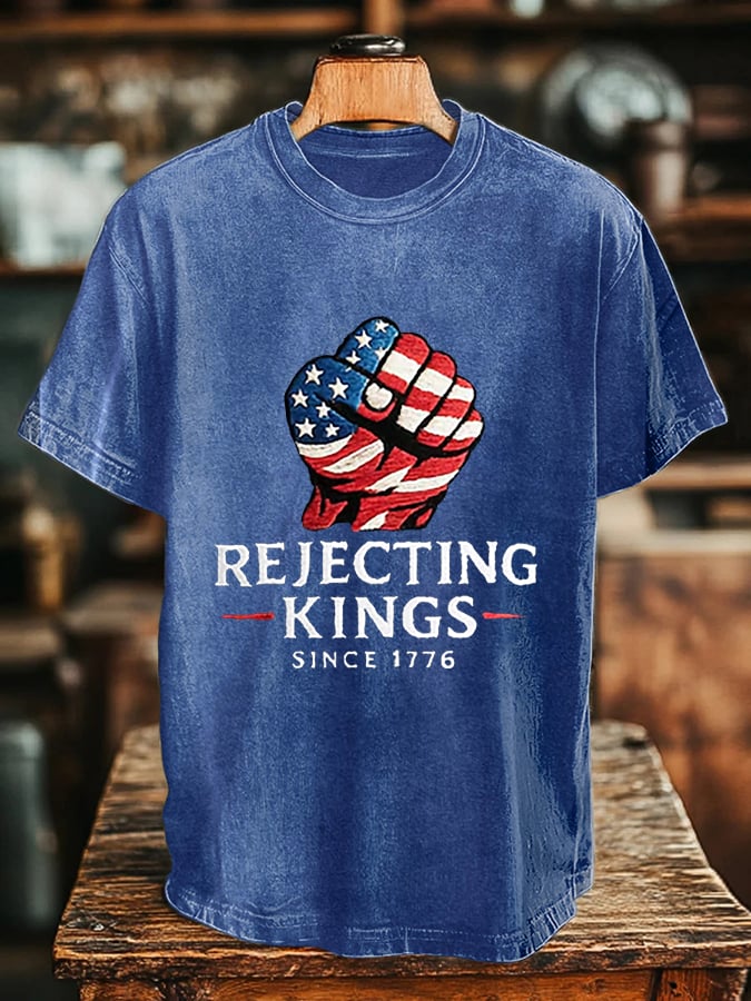 🔥Buy 3 Get 15% Off🔥Men's “Rejecting Kings Since 1776” Print T-Shirt