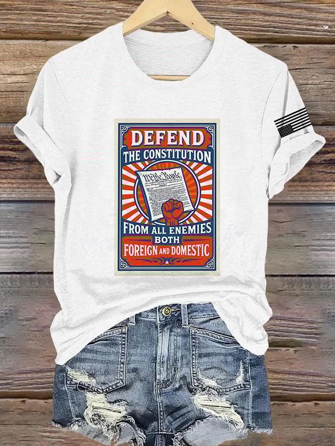 🔥Buy 3 Get 15% Off🔥Retro Defend The Constitution From All Enemies Both Foreign And Domestic Print T-Shirt