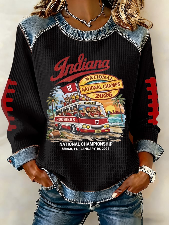 Women's rugby print long-sleeved sweatshirt