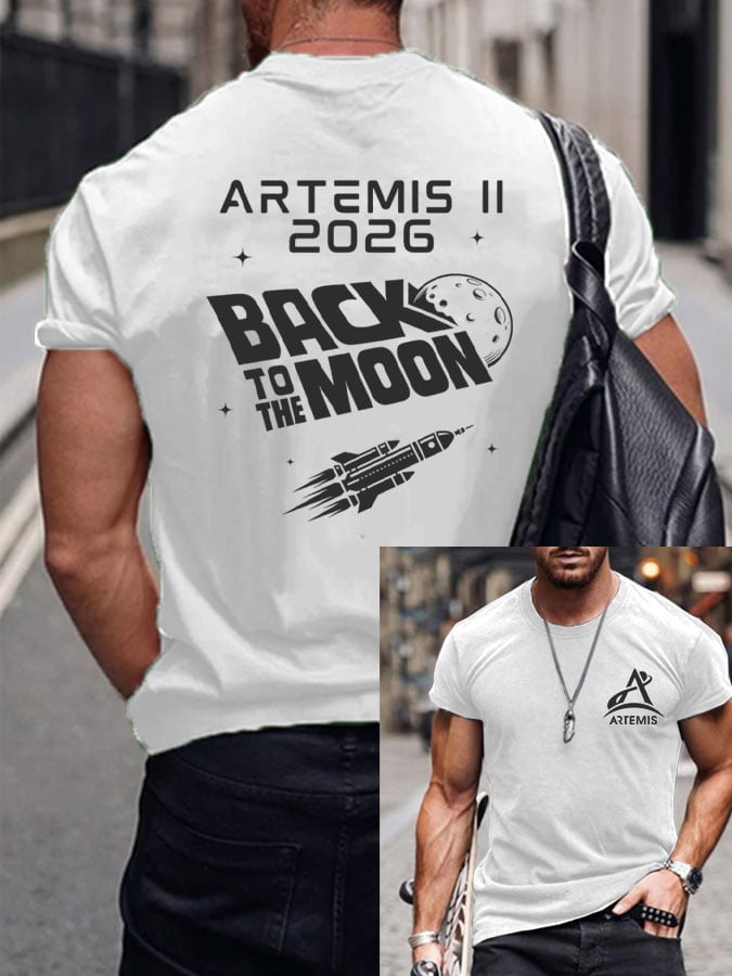 Men's Artemis II Round Neck Casual Printed T-Shirt