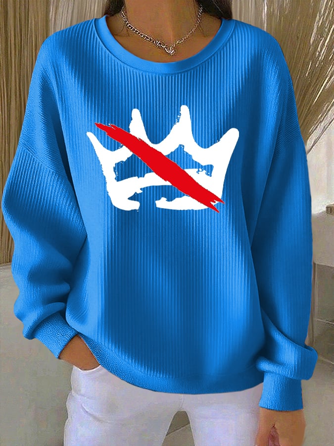 🔥Buy 3 Get 15% Off🔥Women's No Kings Print Round Neck Sweatshirt