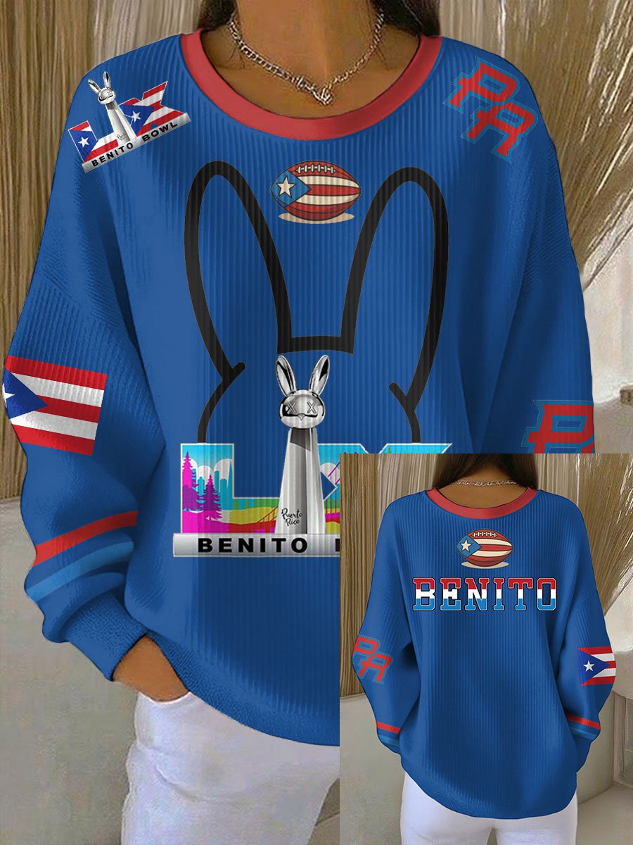 Women's Puerto Rico Print Casual Sweatshirt