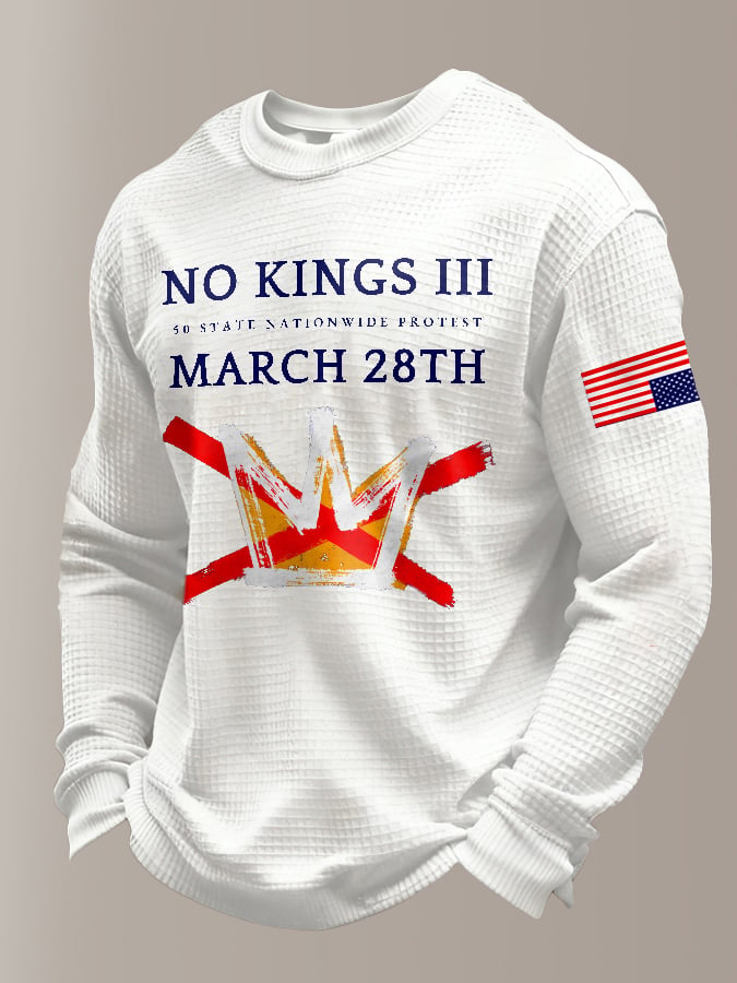 🔥Buy 3 Get 15% Off Men's Retro No Kings III 50 State Nationwide Protest March 28th Print Sweatshirt