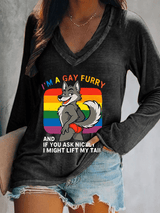 Women's  I'm a gay furry Funny LGBTQ Pride Month Shirt