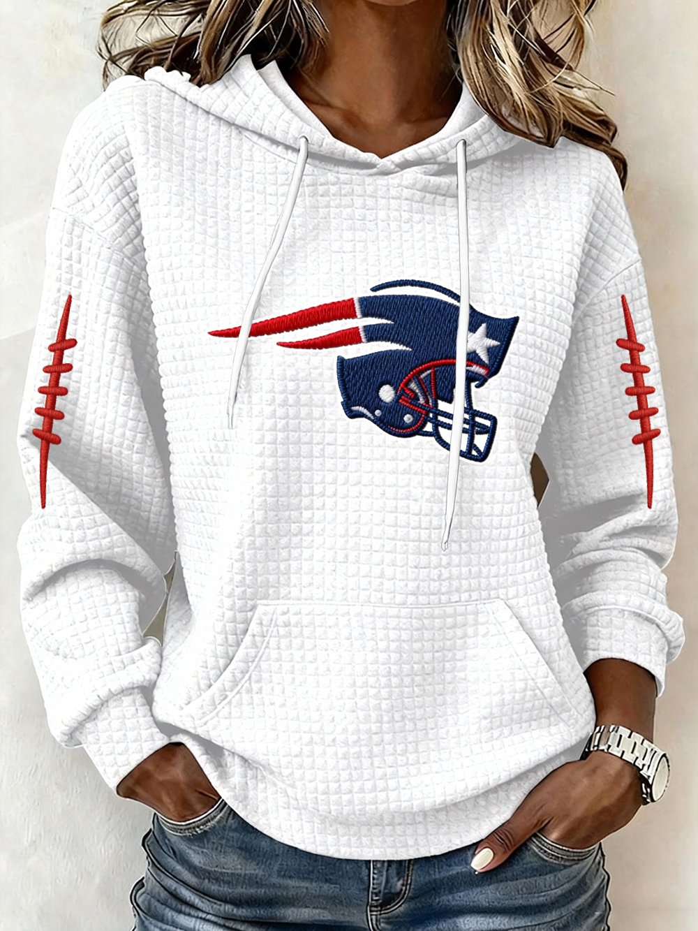 Women’s Football Graphic Waffle Knit Hoodie