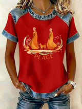 Retro Walk For Peace Monks With Aloka Dog Print Print T-Shirt