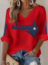 Women's Football Print Waffle Long Sleeve T-Shirt