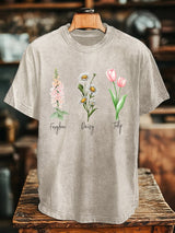 🔥Buy 3 Get 15% Off🔥Unisex Floral Fdt Washed Cotton T-Shirt