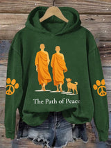 Retro Walk For Peace Monks With Aloka Dog Print Hoodie