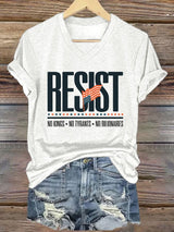 🔥Buy 3 Get 15% Off🔥V-Neck Retro Resist No Kings No Tyrants No Billionaires Print T-Shirt
