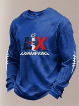 Men’s Football Graphic Waffle Knit Long Sleeve Crewneck T-Shirt
