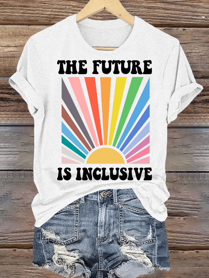Women's  Pride Month Rainbow Print T-Shirt
