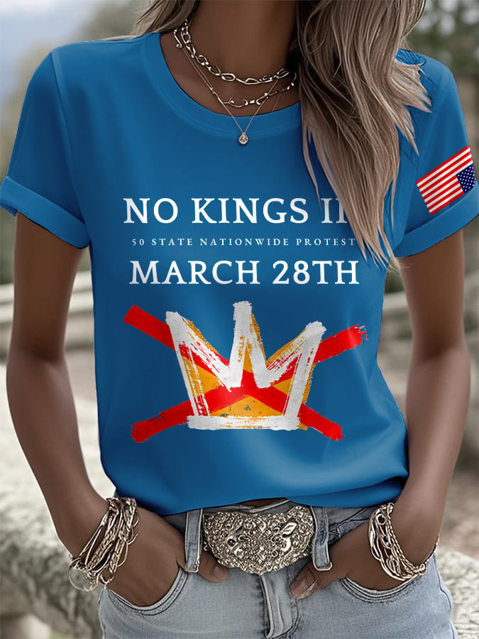 🔥Buy 3 Get 15% Off Retro No Kings III 50 State Nationwide Protest March 28th Print T-Shirt