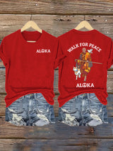 Retro Walk For Peace 19 Monks 1 Dog 2300 Miles For Peace Print T-Shirt