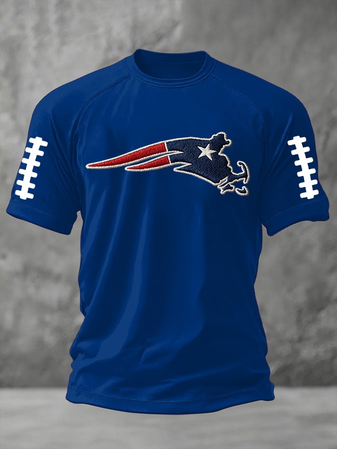 Men's football print short-sleeved T-shirt