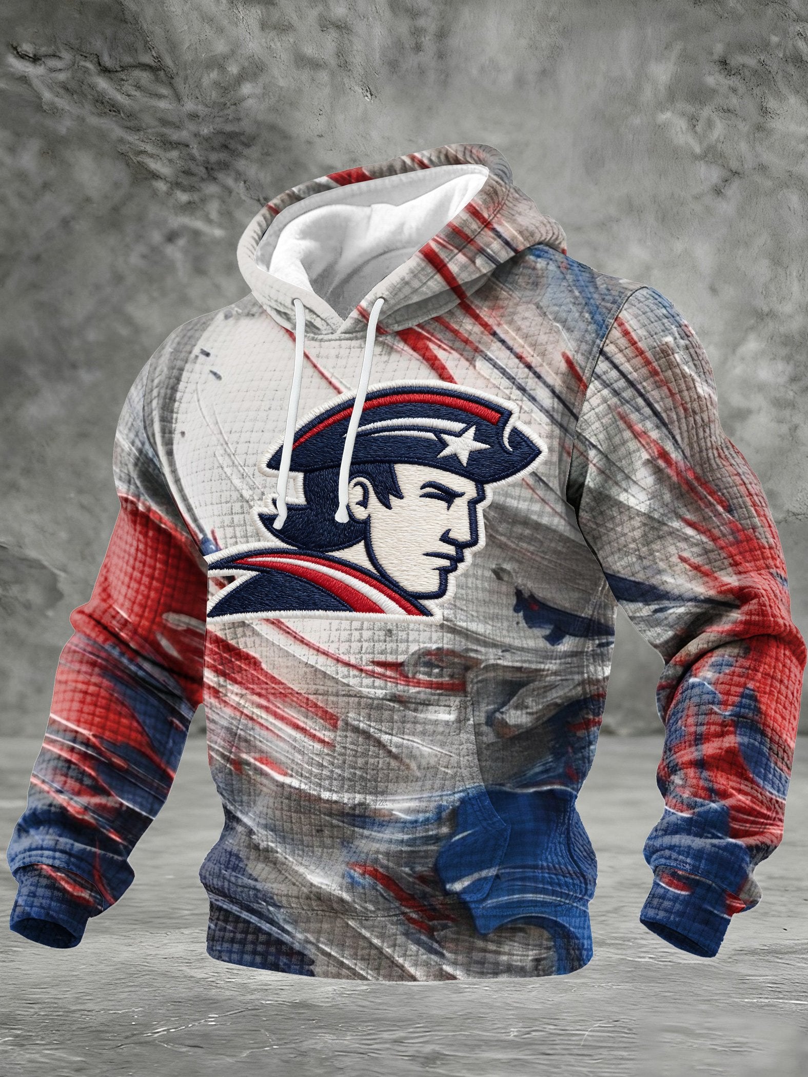 Men's rugby print hooded sweatshirt