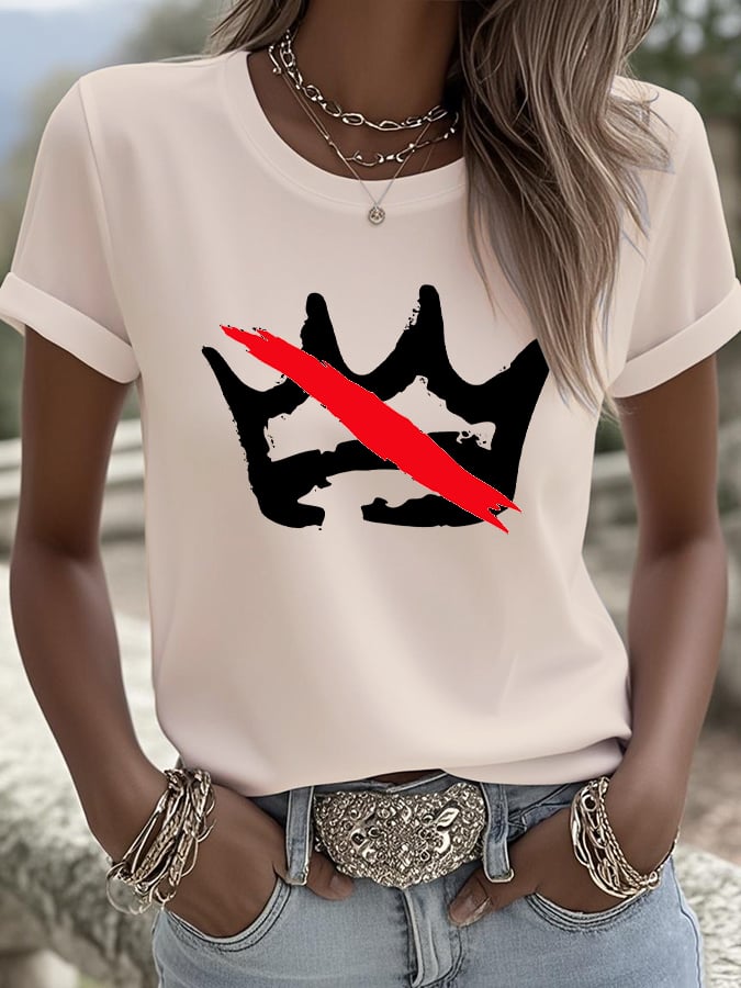 🔥Buy 3 Get 15% Off🔥Women's No Kings Print V Neck T-shirt