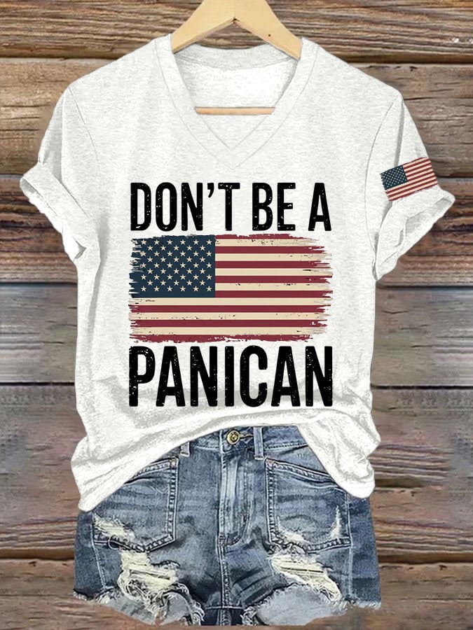 🔥Buy 3 Get 15% Off🔥Women's Don't Be A Panican Printed V Neck T-shirt