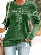 Retro Walk In Peace Like Aloka Dog Print Sweatshirt