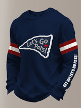 Men's Retro Football Print Casual Long-Sleeved Top