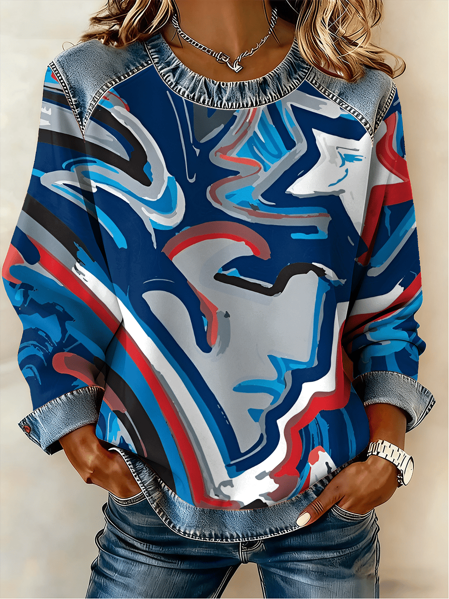 Women's Football Print Sweatshirt