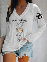 V-neck Retro Walk For Peace Monks With Aloka Dog Print T-Shirt