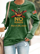 Retro No Kings Day March 28 2026 Print Sweatshirt