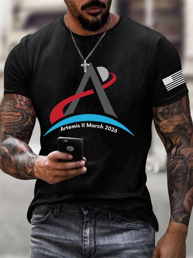 Men's Casual artemis ii Printed Short-Sleeve T-Shirt