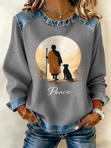 Retro Walk For Peace Monks With Aloka Dog Print Sweatshirt