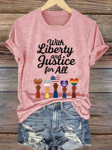 🔥Buy 3 Get 15% Off🔥Women's With Liberty Justice for All  Print Caasual T-shirt